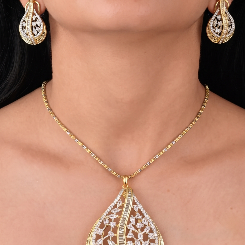 Aurelia Swirl Diamond-Accented Pendant Set
