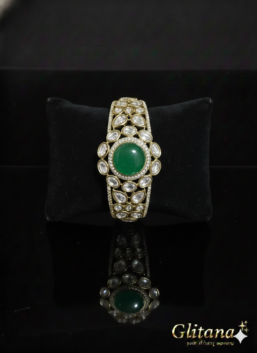 Rajasi Kundan Green Bracelet