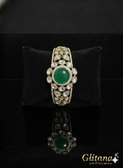 Rajasi Kundan Green Bracelet
