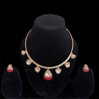 Aaryahi Ruby-Red Enamel  Hasli Set