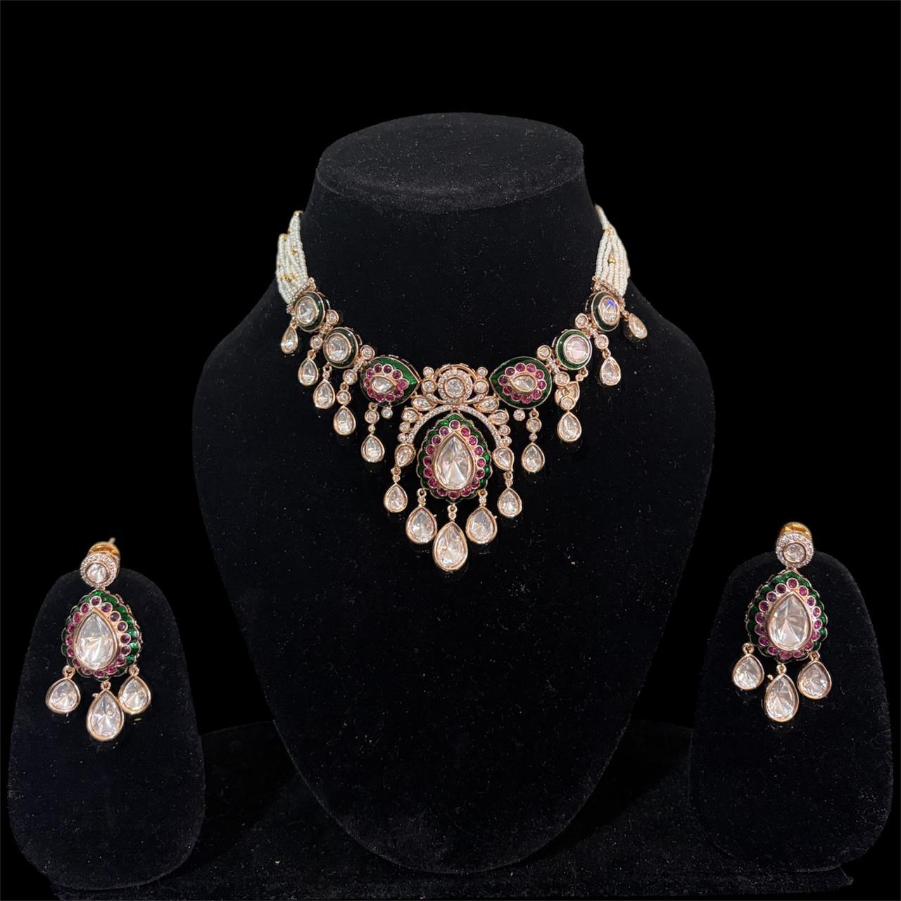 Dual-Tone Meenakari Kundan Set