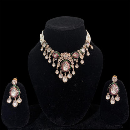 Dual-Tone Meenakari Kundan Set