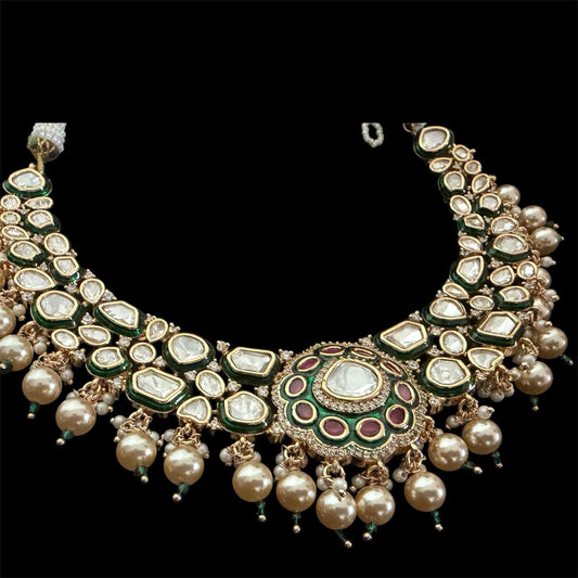 Maharani Emerald & Ruby Fusion Kundan Necklace