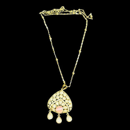 Regal Peach Polki Pendant Set