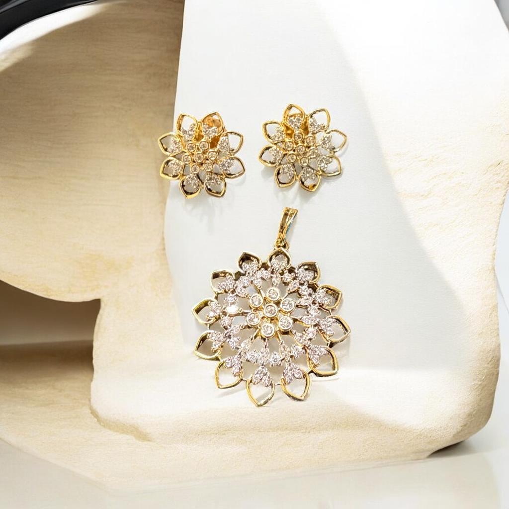 Gilded Petal Blossom Diamond PendentSet