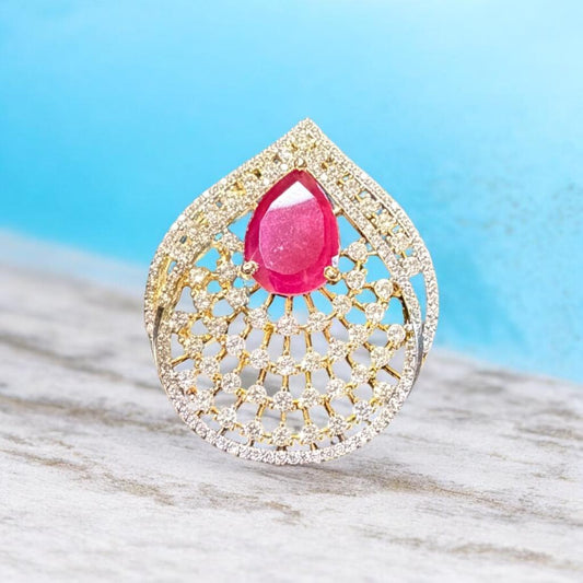 Crimson Teardrop Diamond Statement Pendant