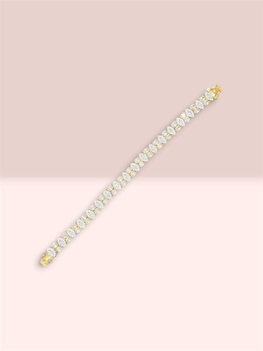 Elegant Marquise & Round CZ Gold Bracelet