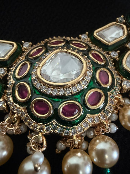 Maharani Emerald & Ruby Fusion Kundan Necklace