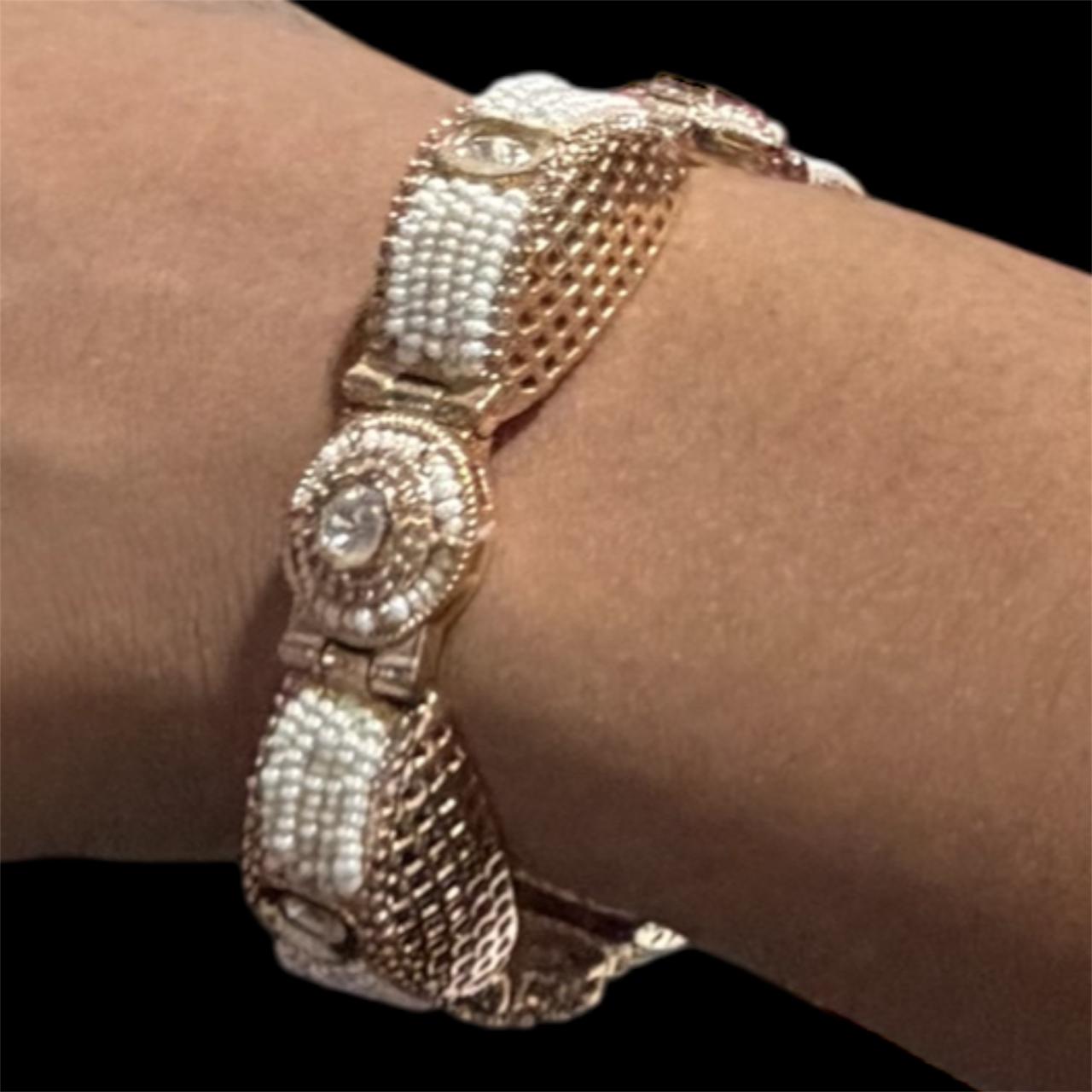 The Pearl-Loomed Polki Statement Bracelet