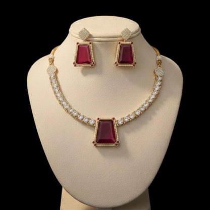 Royal Doublet Red Kundan Set