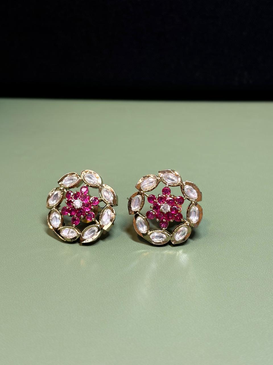 The "Ruby Lotus" Floral Studs