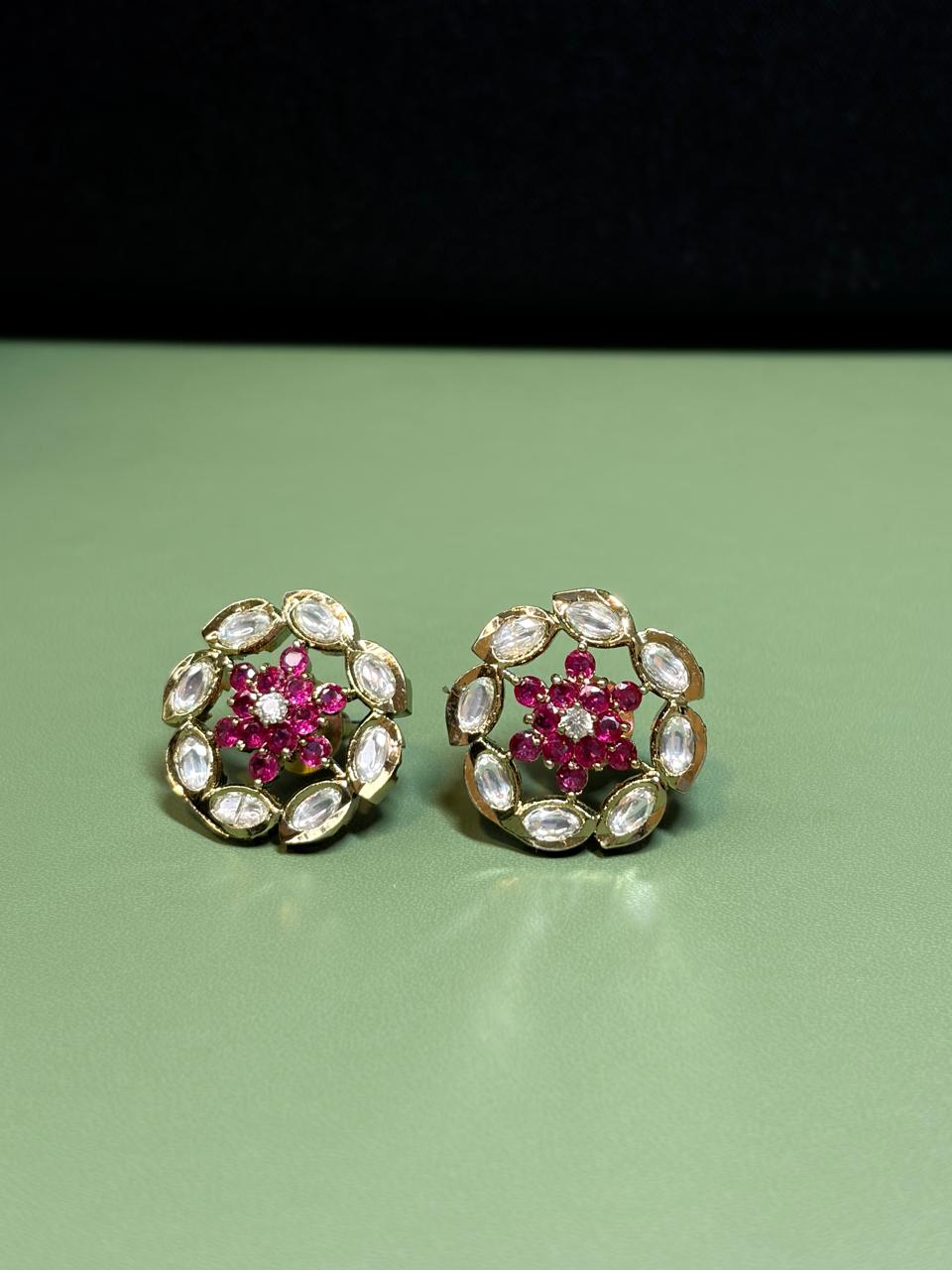The "Ruby Lotus" Floral Studs