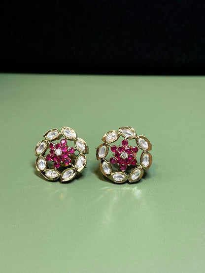 The "Ruby Lotus" Floral Studs