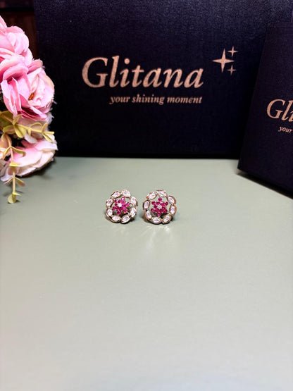 The "Ruby Lotus" Floral Studs