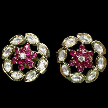 The "Ruby Lotus" Floral Studs