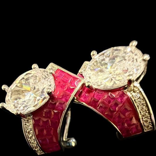 The "Imperial Ruby Crown" Statement Hoops