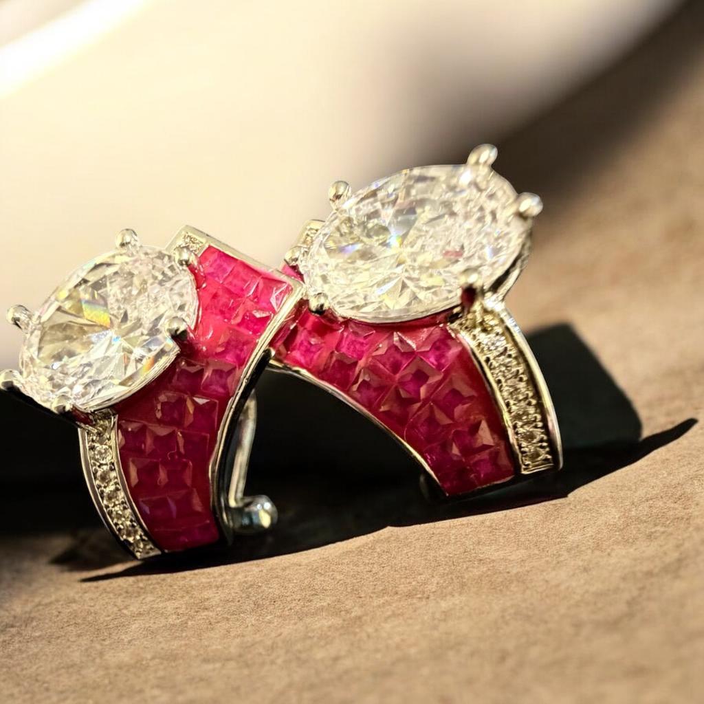 The "Imperial Ruby Crown" Statement Hoops