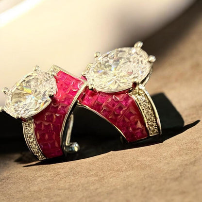 The "Imperial Ruby Crown" Statement Hoops