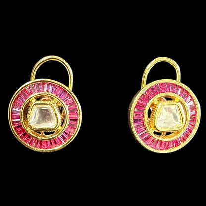 Regal Ruby & Polki Floral Statement Pendant Set