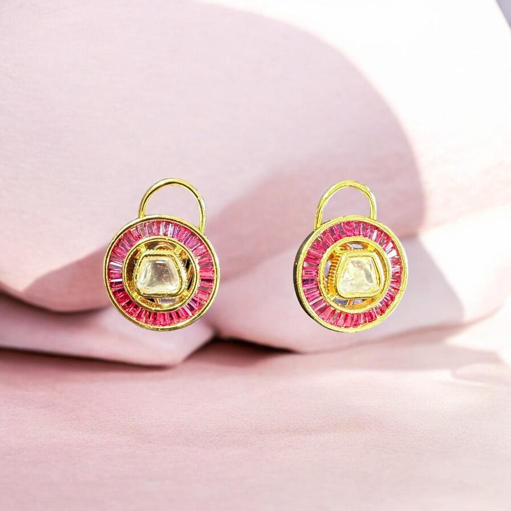 Regal Ruby & Polki Floral Statement Pendant Set
