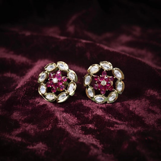 The "Ruby Lotus" Floral Studs