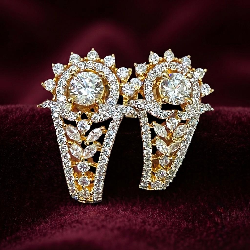 Regal Floral Crest Huggie Earrings