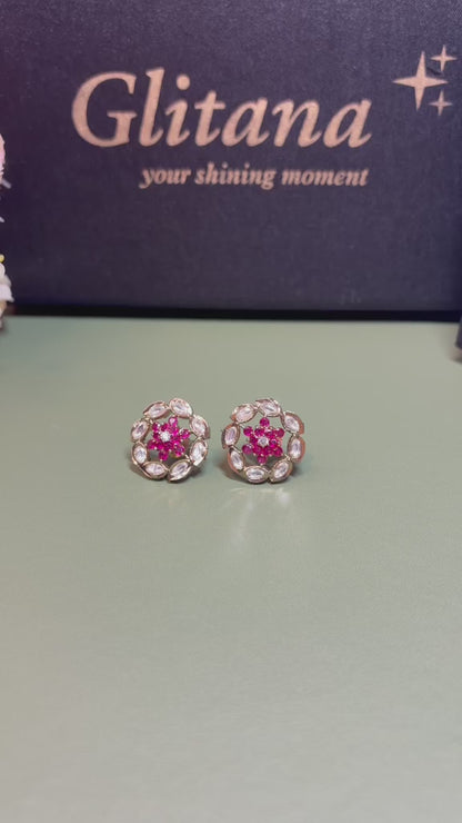 The "Ruby Lotus" Floral Studs