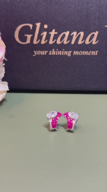 The "Imperial Ruby Crown" Statement Hoops